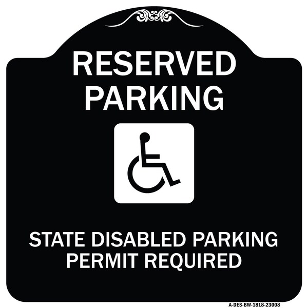 Reserved Parking State Disabled Parking Permit Required Heavy-Gauge Alum, 18" x 18", BW-1818-23008